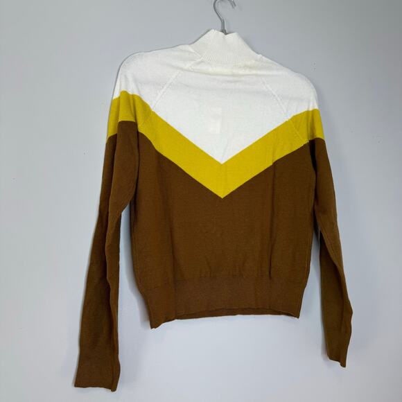 OFFLINE by Aerie Chillside Ski Mockneck Sweater White Brown Yellow NWT XS - Picture 5 of 9
